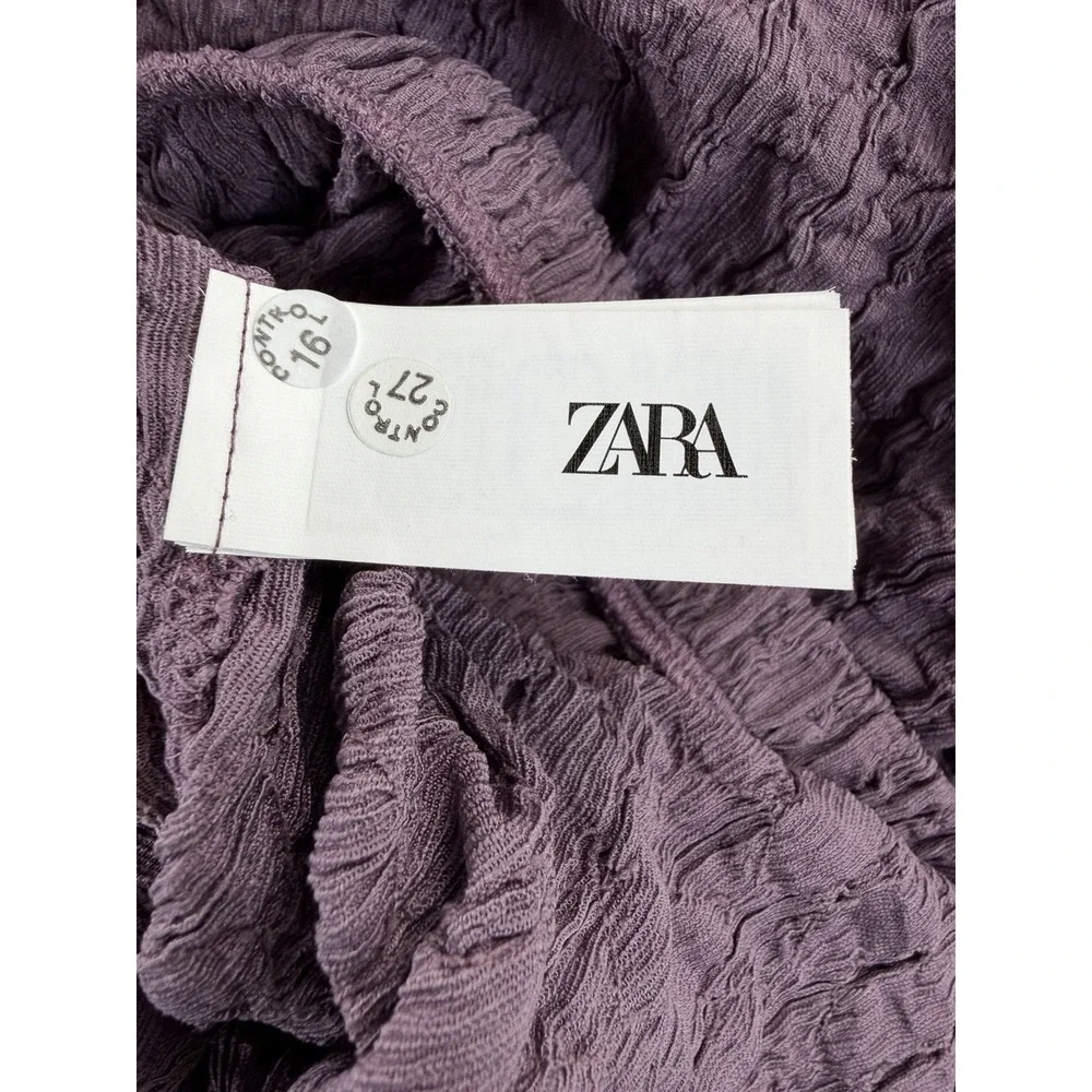 NWOT Zara High-Waisted Balloon Style Joggers Eggplant Textured Bohemian Large - Picture 10 of 10